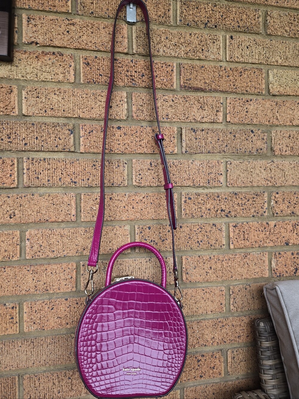 Kate Spade Andi Croc Embossed Canteen Crossbody Bag Berry Pink Magenta 💗 - Picture 4 of 16